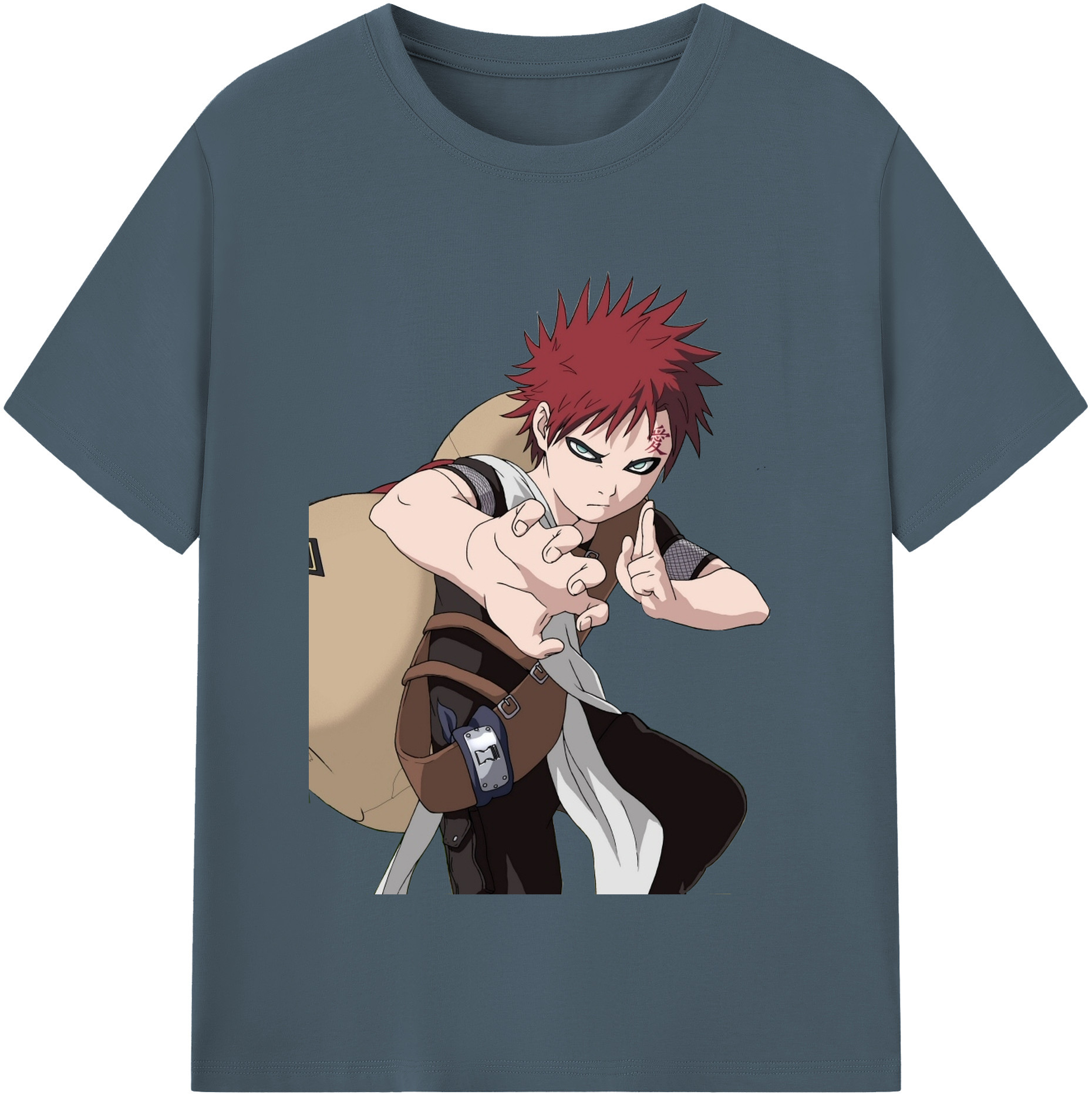 （画像用） NARUTO -ナルト- ガアラ Gaara 綿100％半袖Tシャツ（フロントプリント）